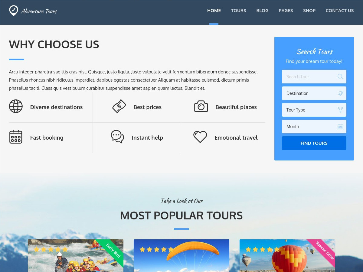 Adventure Tours theme WordPress