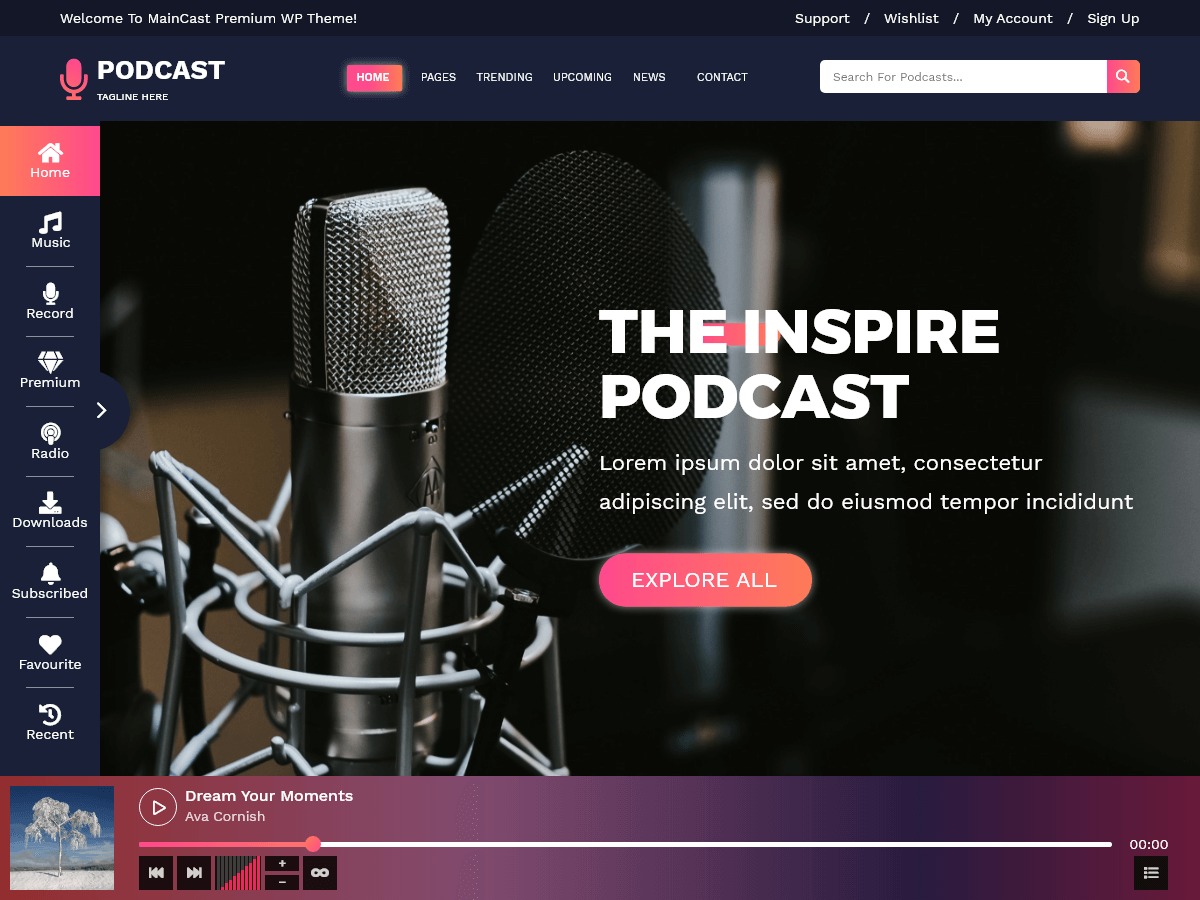 Audio Podcast WordPress video theme