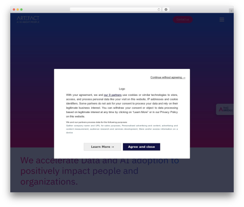Avada Child company WordPress theme - artefact.com