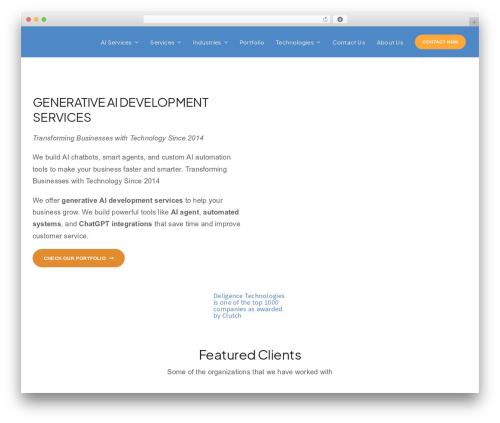 Avada company WordPress theme - deligence.com