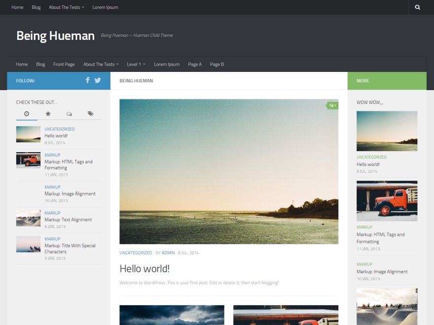 Being Hueman WordPress blog theme