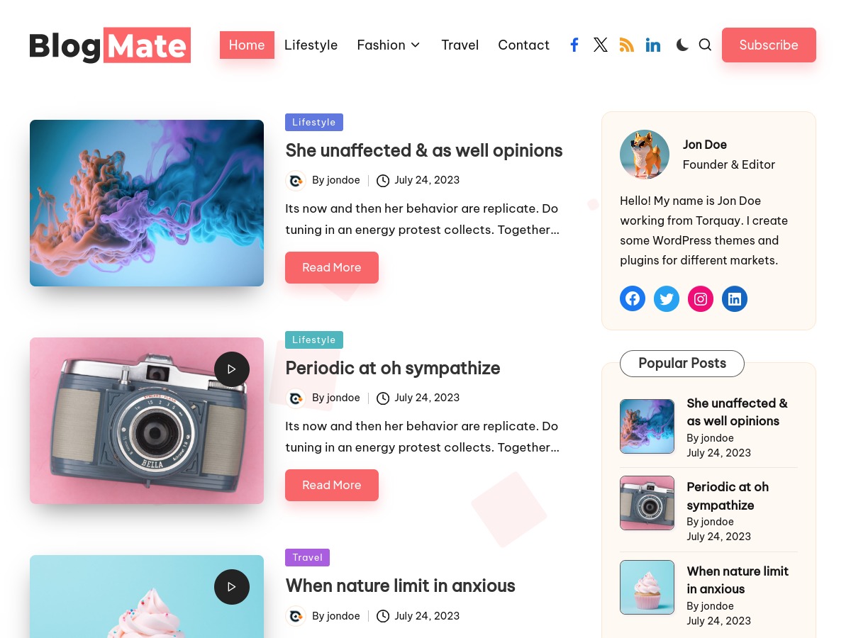 Blogmate best WordPress magazine theme