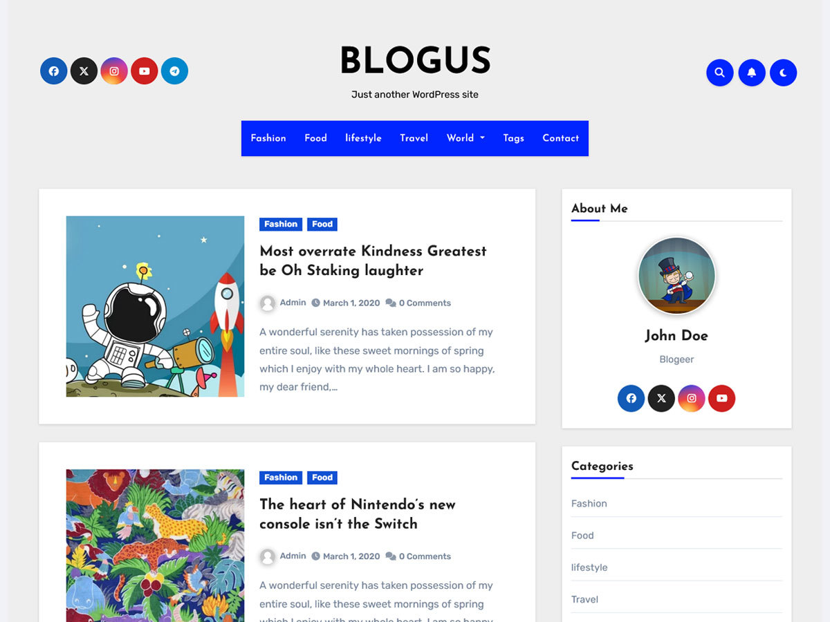 Blogus WordPress blog theme