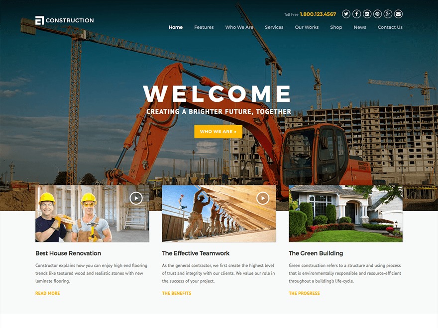 Construction WordPress theme for business