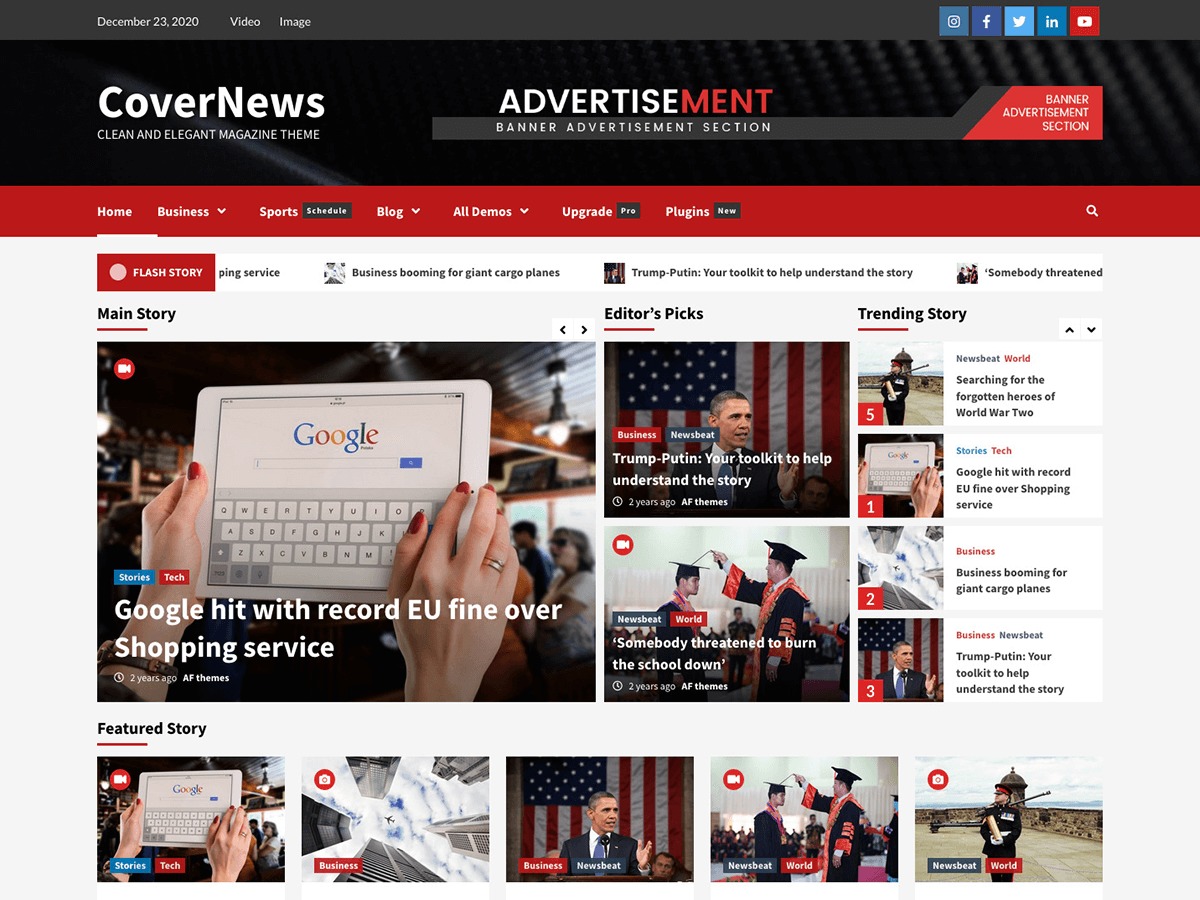 CoverNews WordPress theme for business