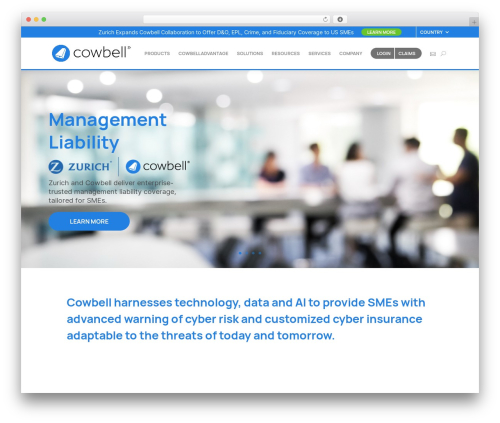 Cowbell Cyber WP theme - cowbell.insure