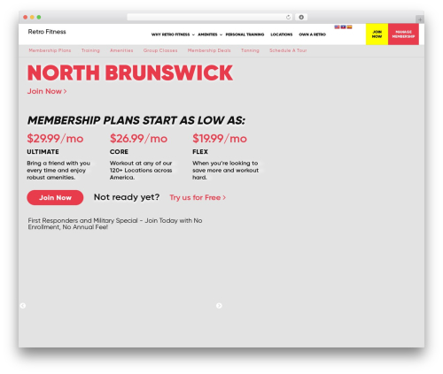 Divi Child gym WordPress theme - retrofitness.com/location/northbrunswicknj