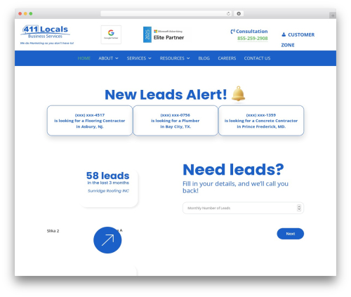 Divi company WordPress theme - 411locals.com