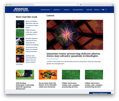 Divi WordPress magazine theme - advancedsciencenews.com