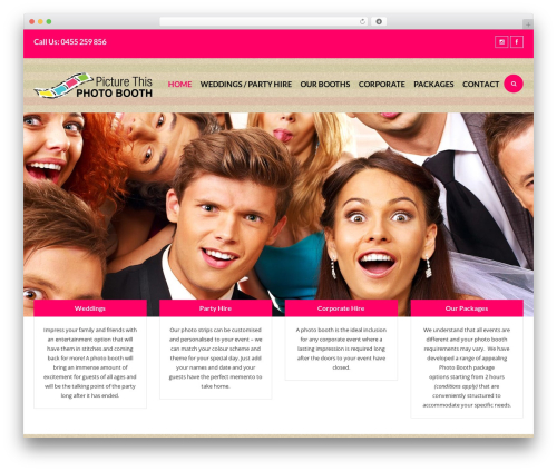 Erange best wedding WordPress theme - picturethisphotobooth.com.au