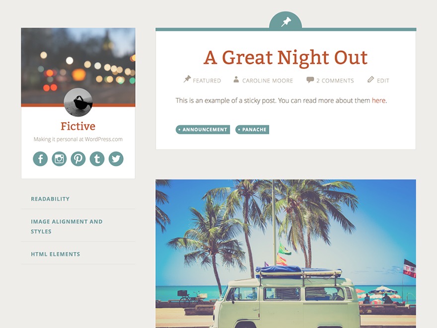 Fictive WordPress theme
