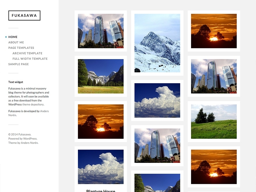 Fukasawa WordPress theme for photographers