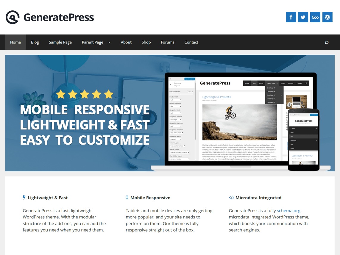 GeneratePress Child theme of generatepress WordPress page theme by Tom Usborne