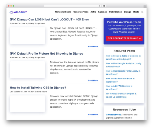 GeneratePress theme WordPress free - wplogout.com