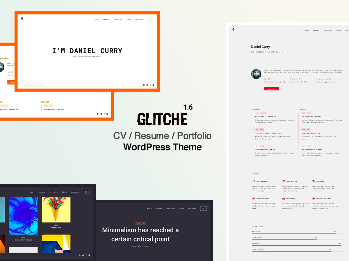 glitche WordPress theme