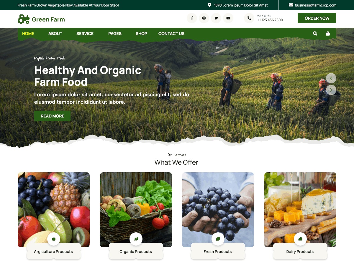 Green Farm Elementor company WordPress theme