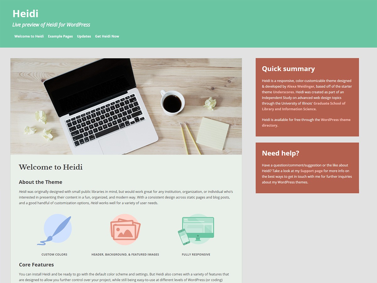 Heidi WordPress theme free download