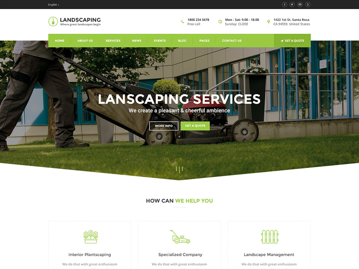 Landscaping WordPress website theme