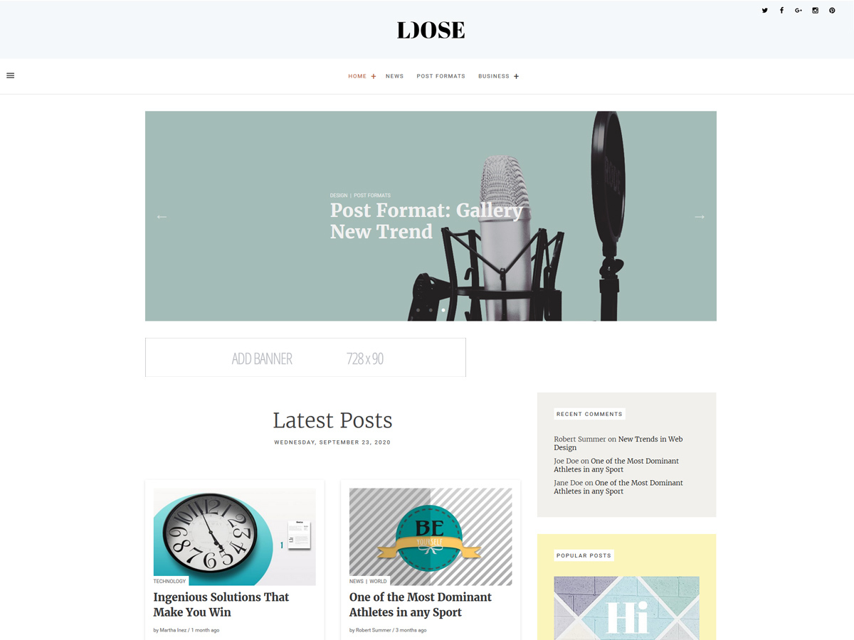 Loose free WordPress theme