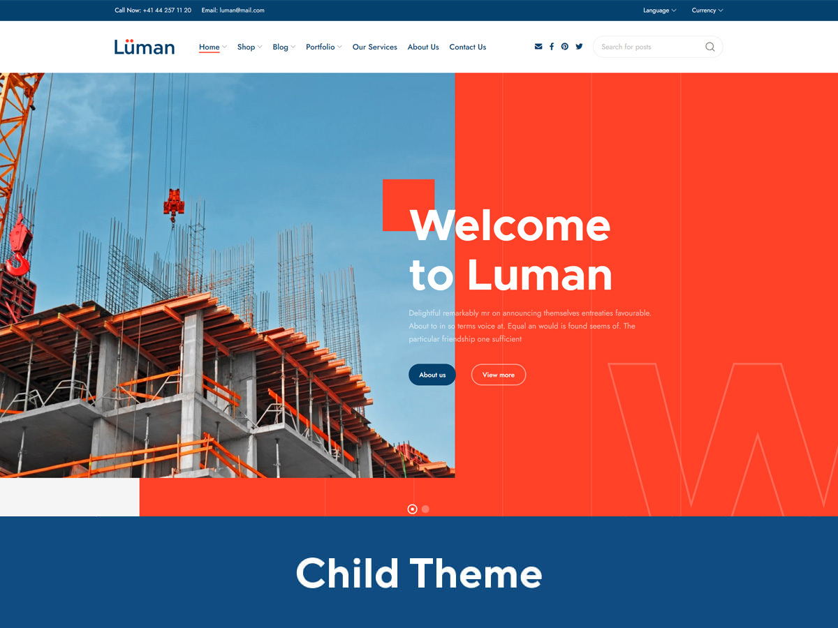 Luman Child top WordPress theme by XTemos