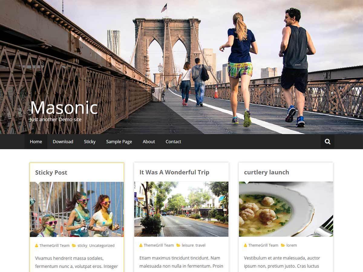Masonic best free WordPress theme by ThemeGrill