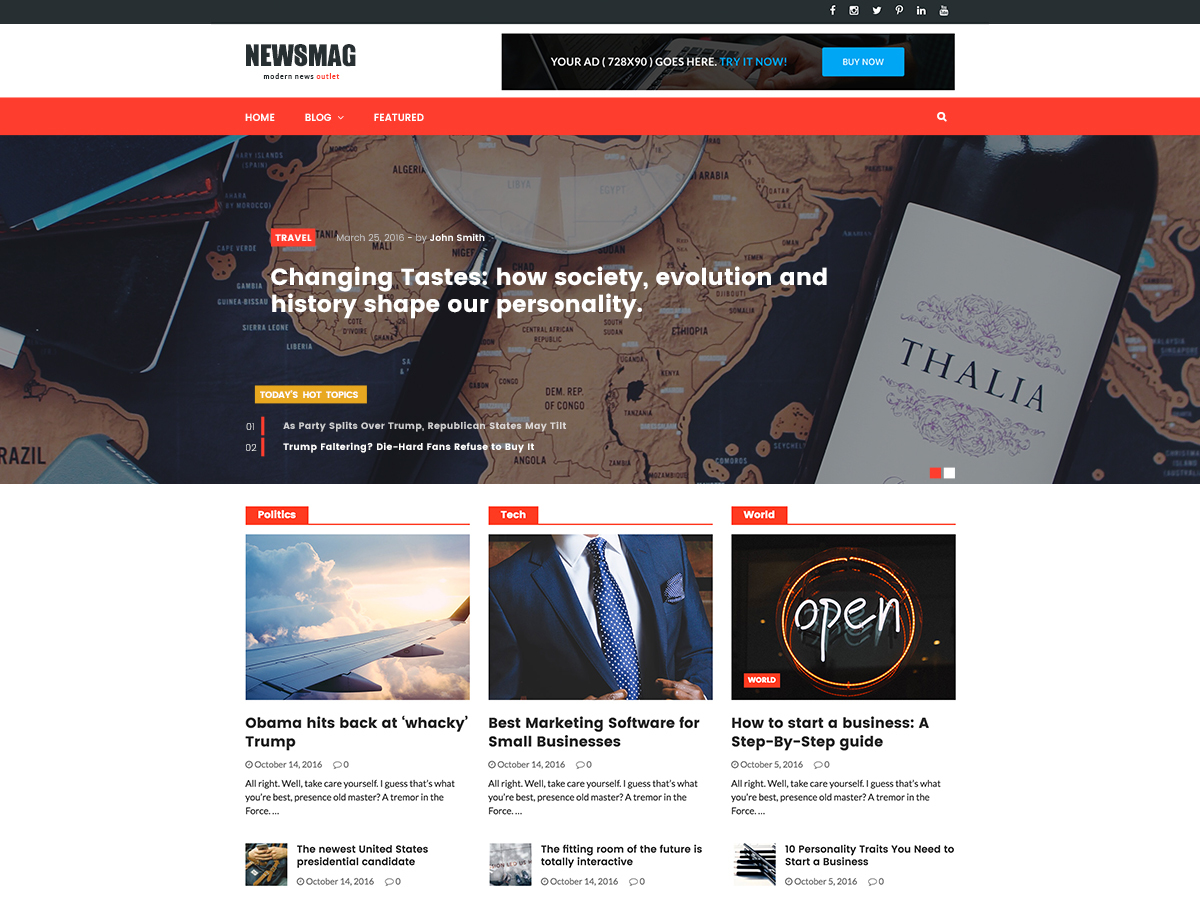 Newsmag Child newspaper WordPress theme by tagDiv