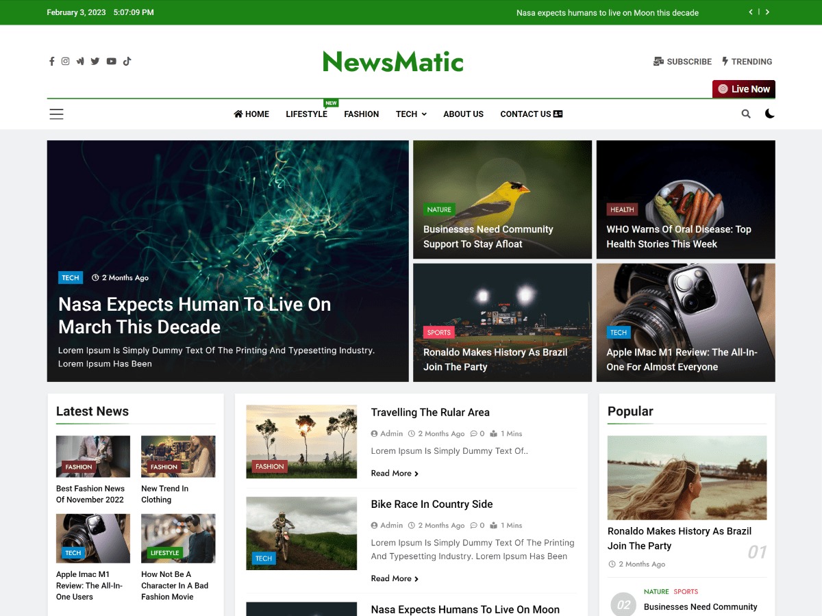 Newsmatic best WordPress magazine theme