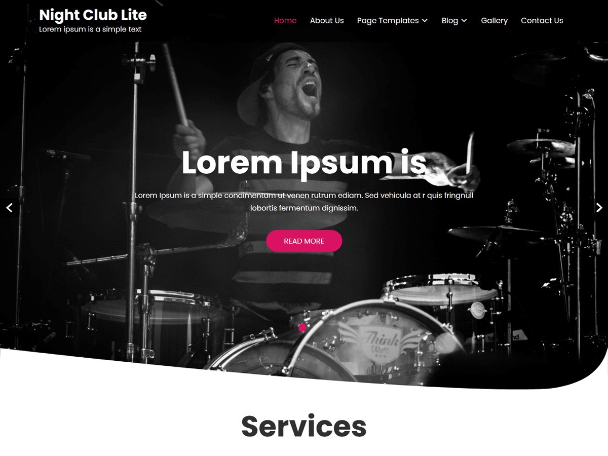 Night Club Lite WordPress restaurant theme