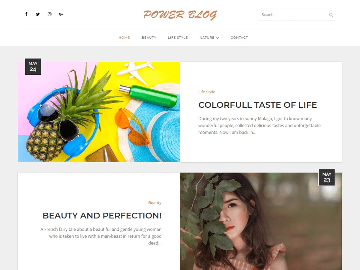 Power Blog WordPress blog theme