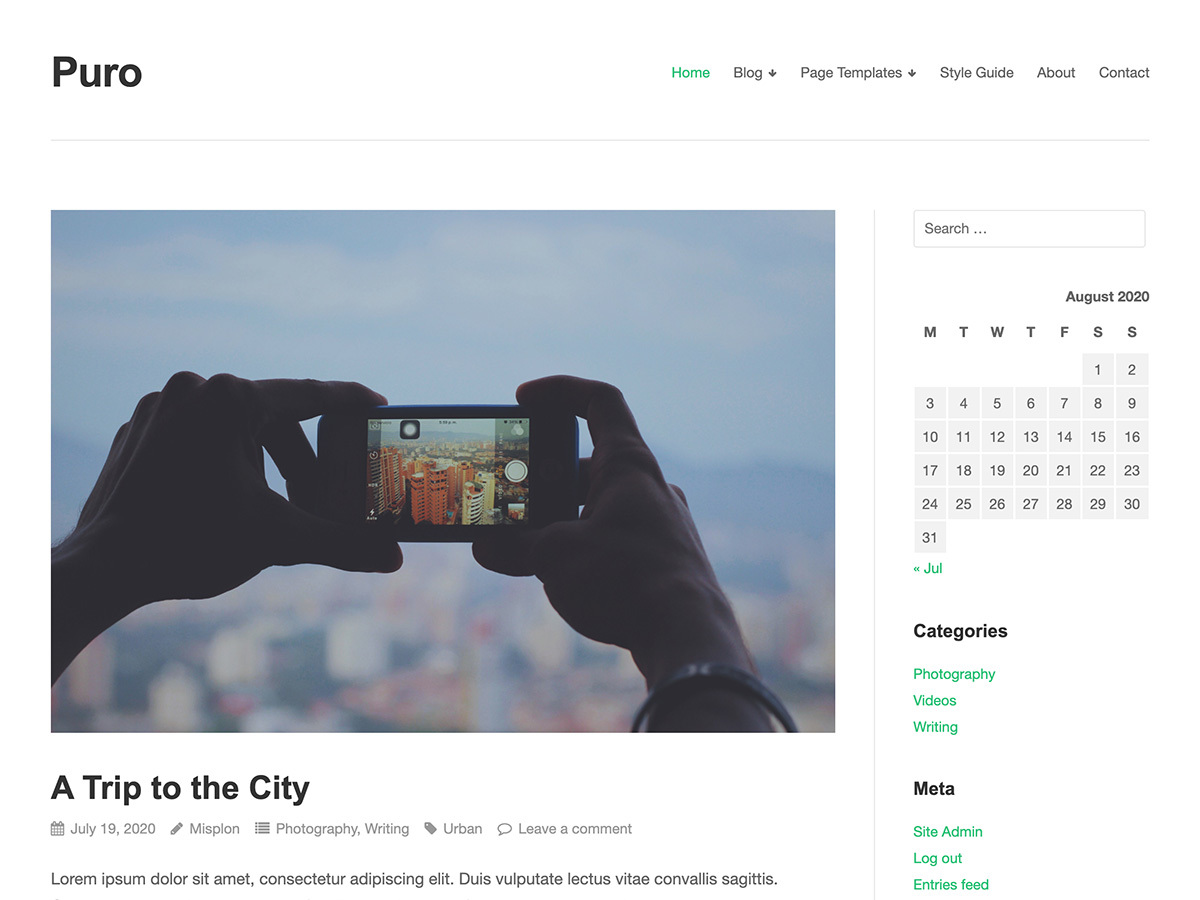 Puro WordPress theme free download