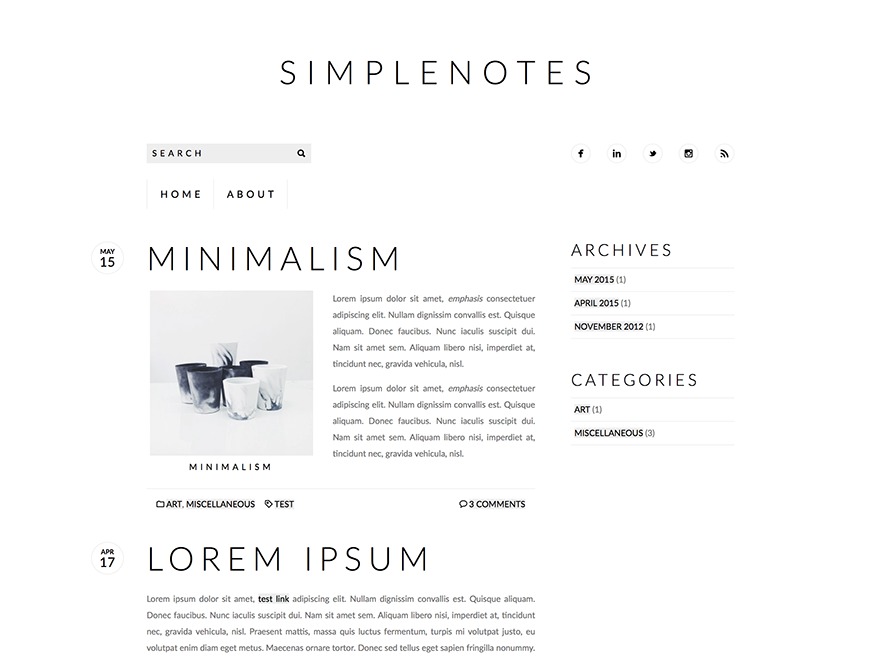 Simplenotes best free WordPress theme