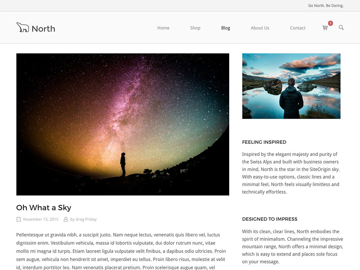 SiteOrigin North Child WordPress ecommerce theme