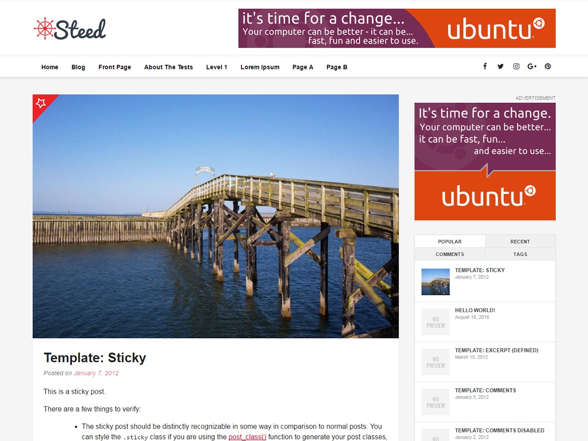 Steed best free WordPress theme