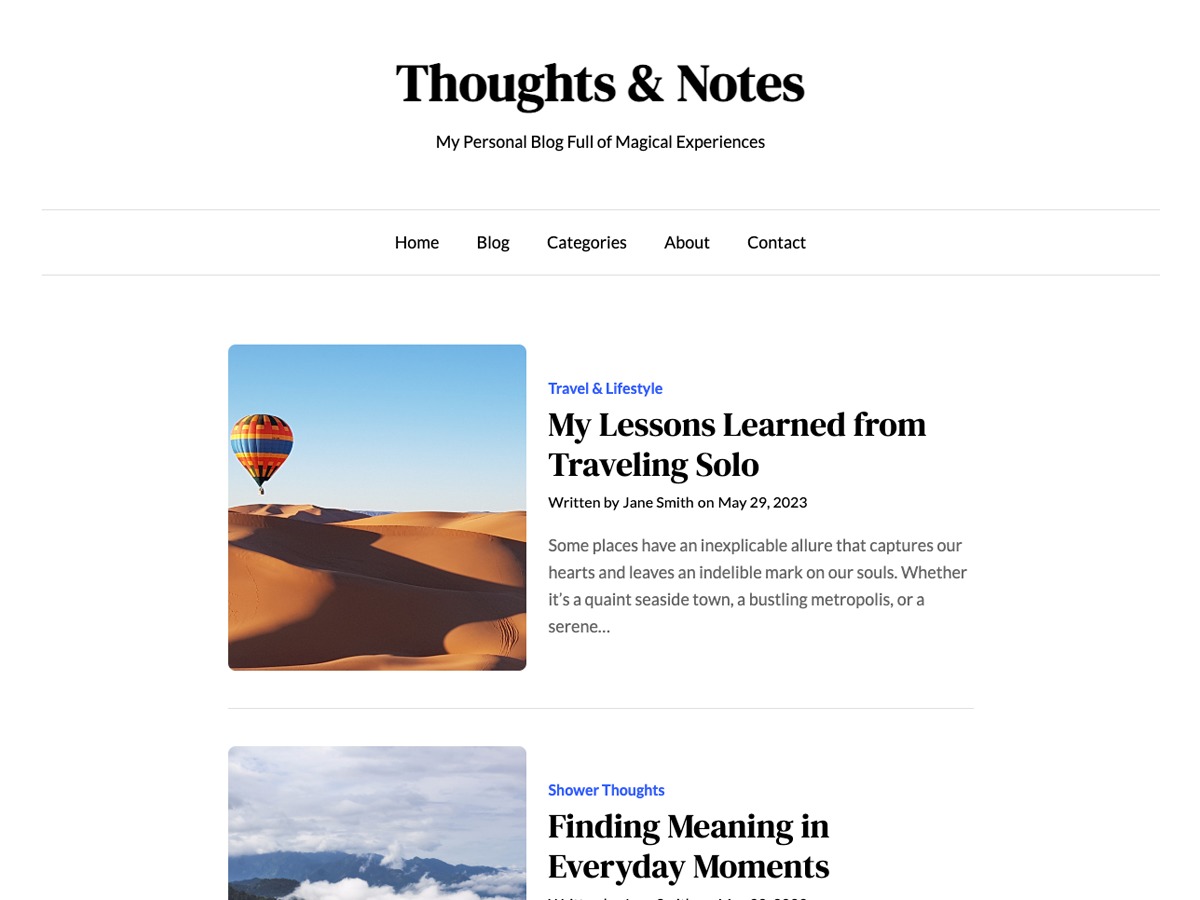 The Free Blogger personal WordPress theme