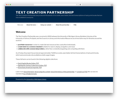 Theme WordPress MLibrary Twenty Seventeen - textcreationpartnership.org