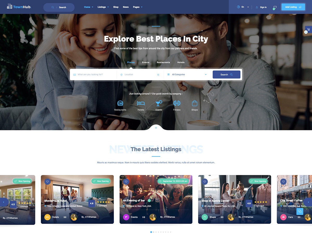 TownHub Child premium WordPress theme