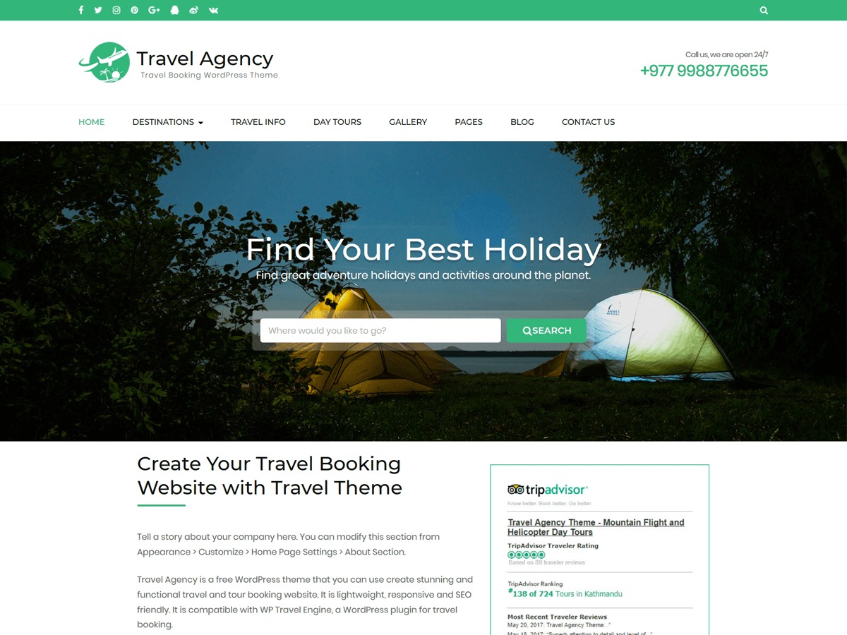 Travel Agency WordPress theme free download