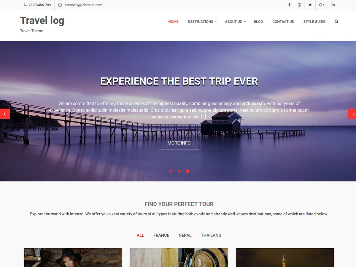 Travel Log WordPress theme download