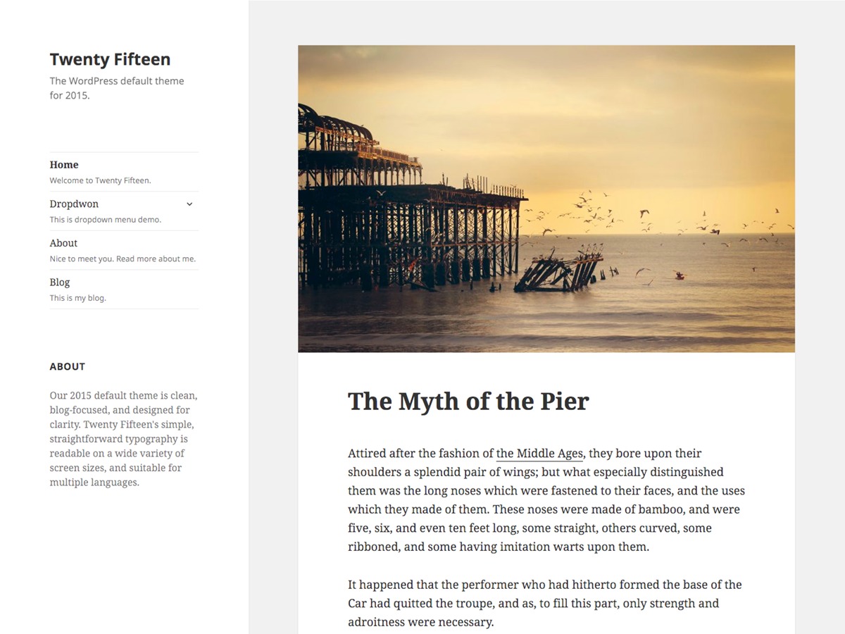 Twenty Fifteen theme free download by the WordPress team