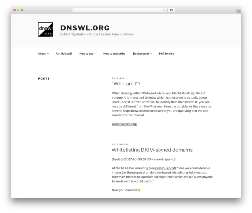 Twenty Seventeen free WordPress theme - dnswl.org