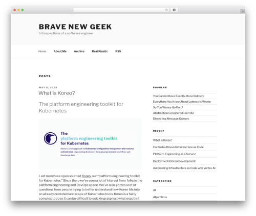 Twenty Seventeen theme WordPress free - bravenewgeek.com