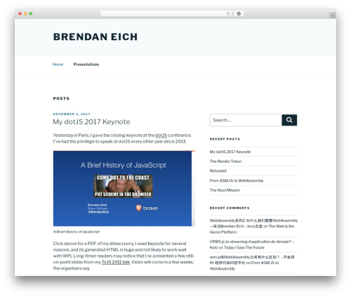 Twenty Seventeen WordPress page theme - brendaneich.com