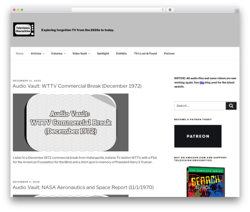 Twenty Seventeen WordPress theme - tvobscurities.com