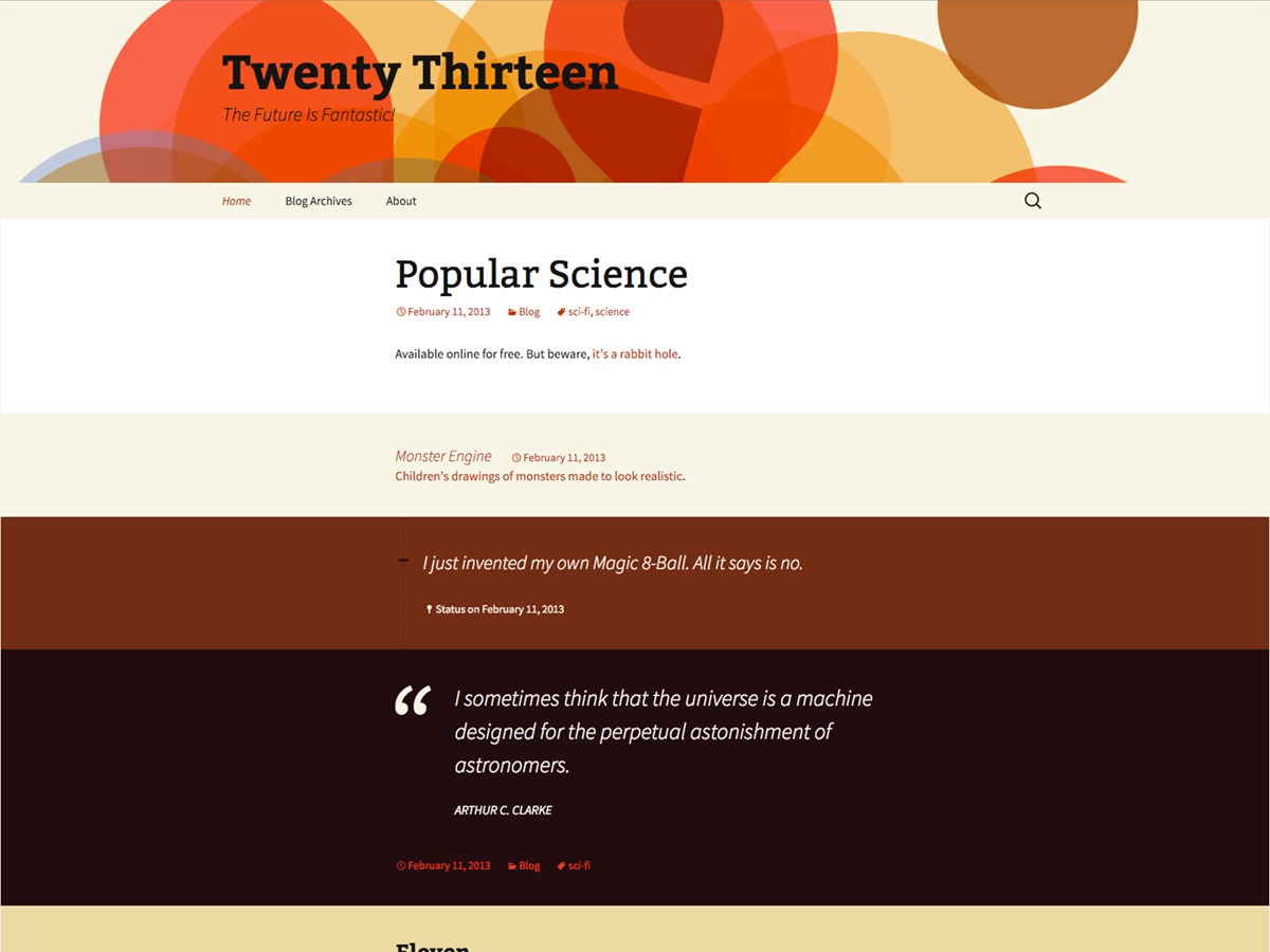 Twenty Thirteen theme WordPress free
