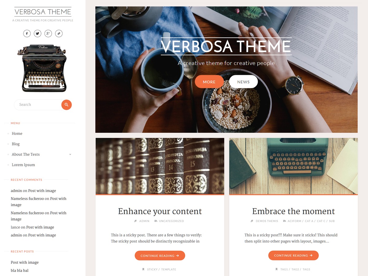 Verbosa free WordPress theme by Cryout Creations