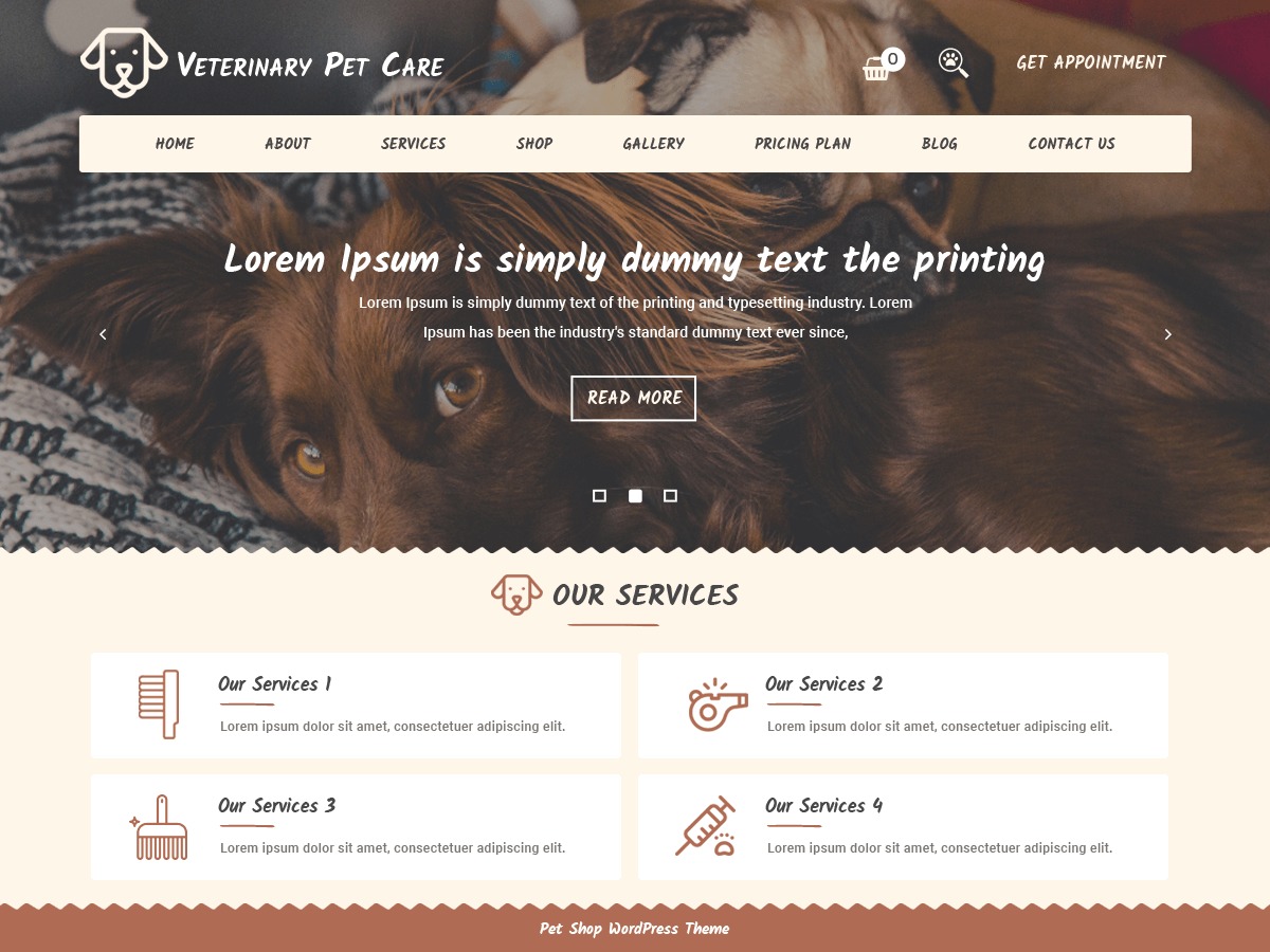 Veterinary Pet Care WordPress photo theme
