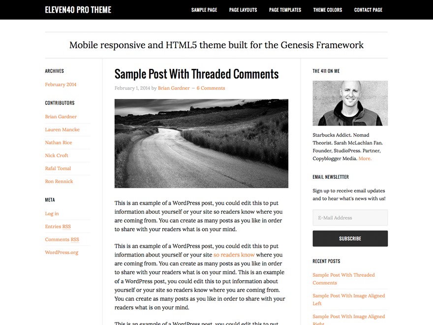 WordPress theme eleven40 Pro Theme by StudioPress