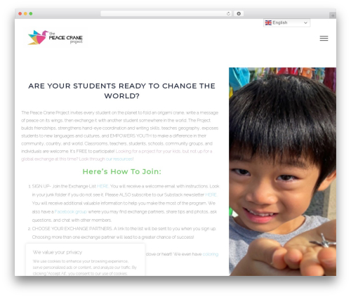 WordPress website theme Avada - peacecraneproject.org