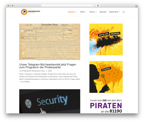 WordPress website theme Divi - piratenpartei.de