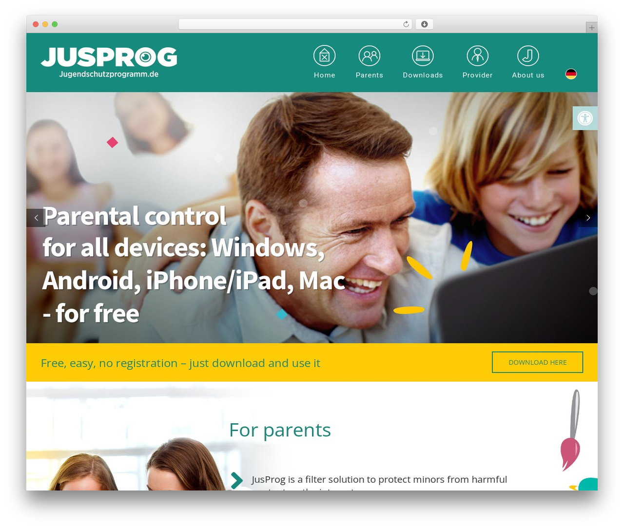 WP theme Avada - jugendschutzprogramm.de